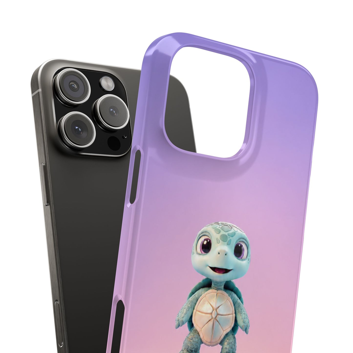 Eli the Turtle Phone Case – Cute Mint Turtle, Purple Gradient