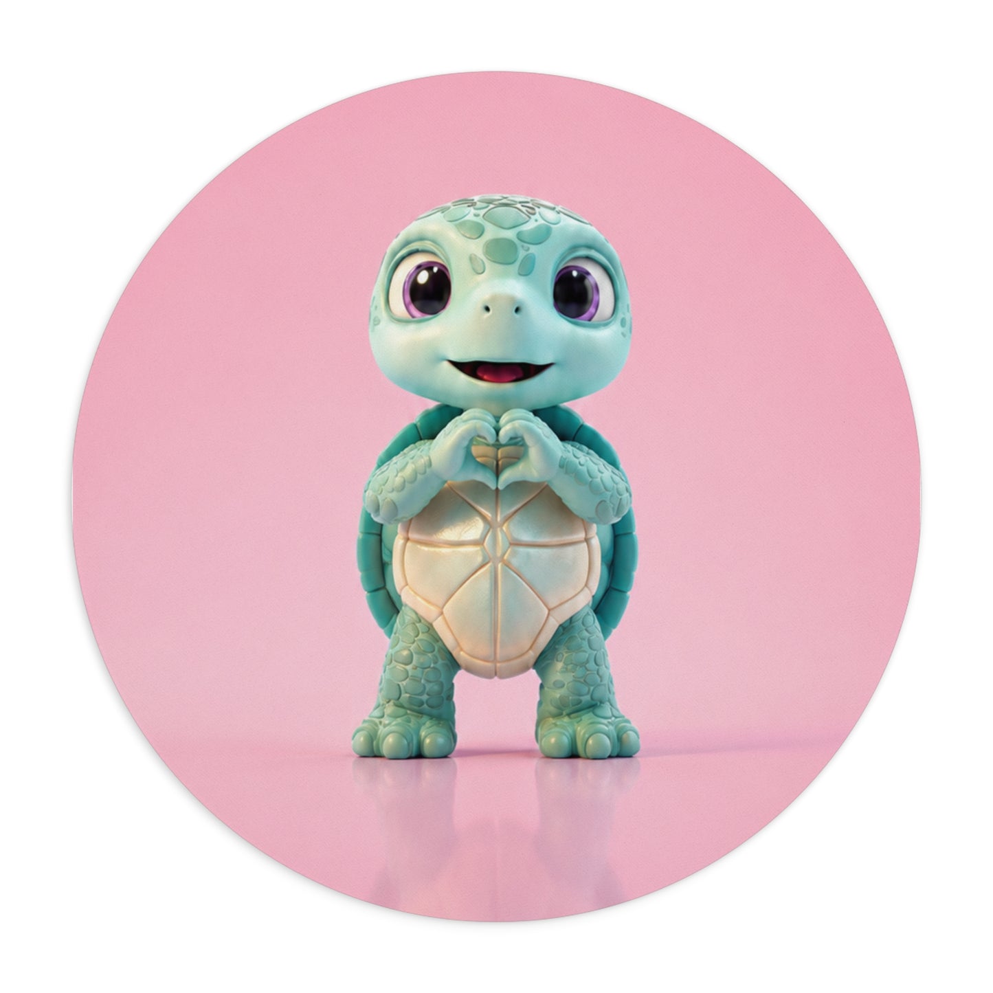 Eli the Turtle Mouse Pad – Heart Hands, Pink