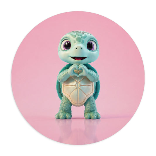 Eli the Turtle Mouse Pad – Heart Hands, Pink