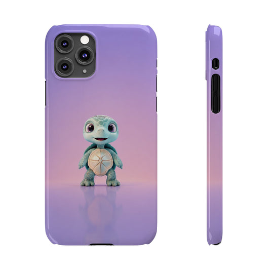 Eli the Turtle Phone Case – Cute Mint Turtle, Purple Gradient