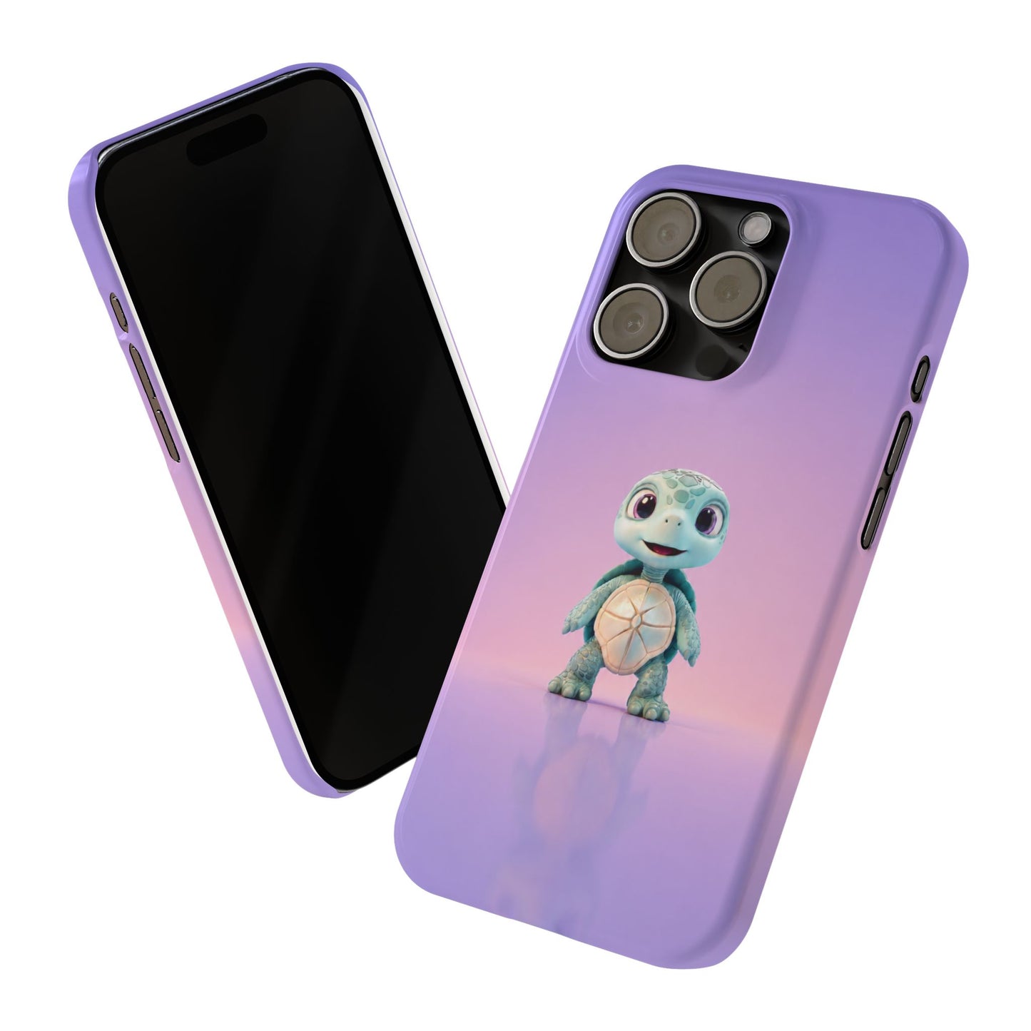 Eli the Turtle Phone Case – Cute Mint Turtle, Purple Gradient