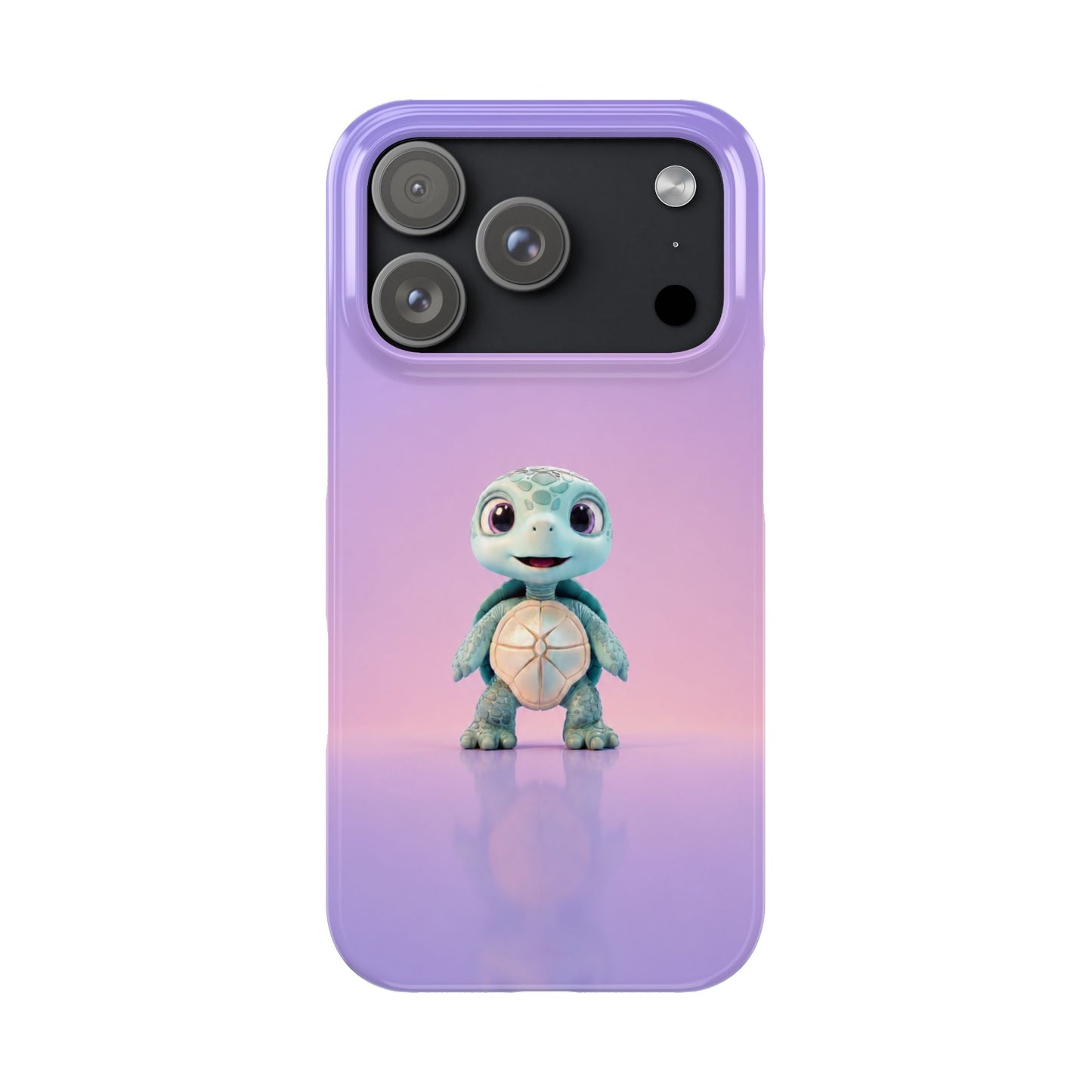 Eli the Turtle Phone Case – Cute Mint Turtle, Purple Gradient