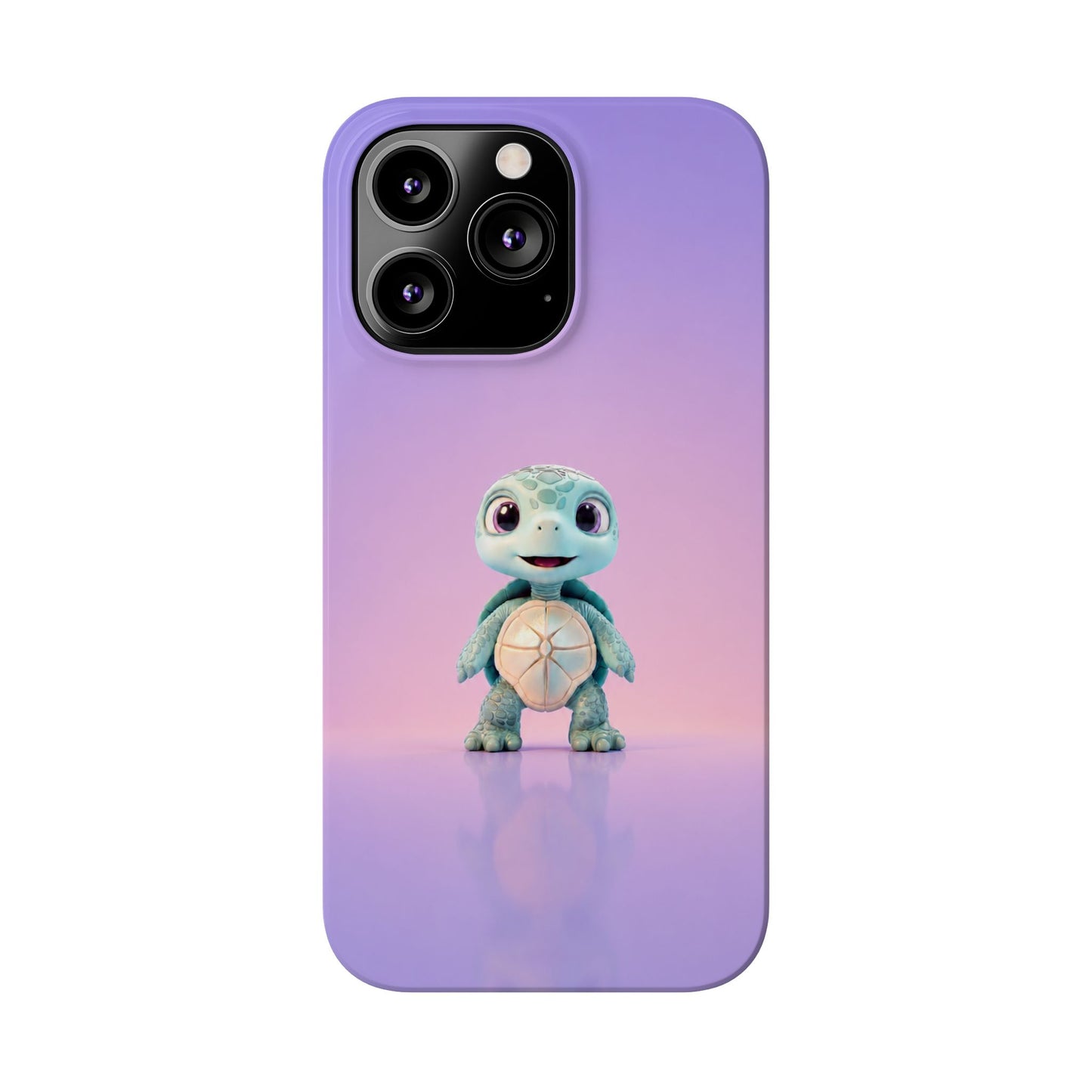 Eli the Turtle Phone Case – Cute Mint Turtle, Purple Gradient