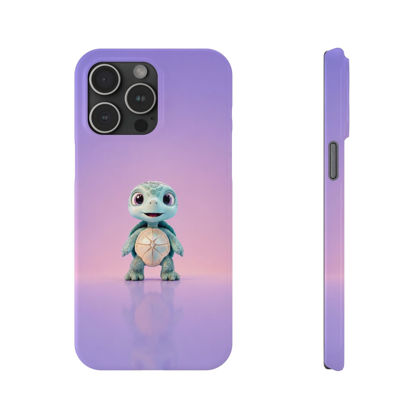 Eli the Turtle Phone Case – Cute Mint Turtle, Purple Gradient