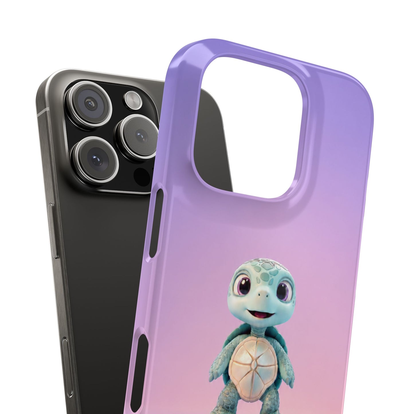 Eli the Turtle Phone Case – Cute Mint Turtle, Purple Gradient