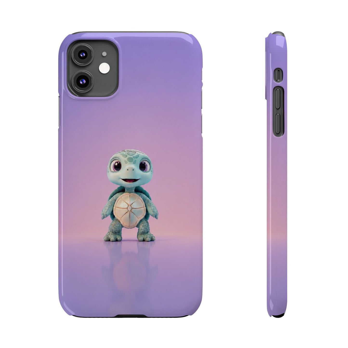 Eli the Turtle Phone Case – Cute Mint Turtle, Purple Gradient