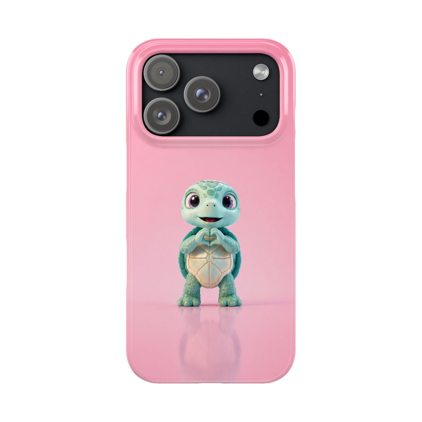 Eli the Turtle Heart Hands – Mint Turtle on Pink