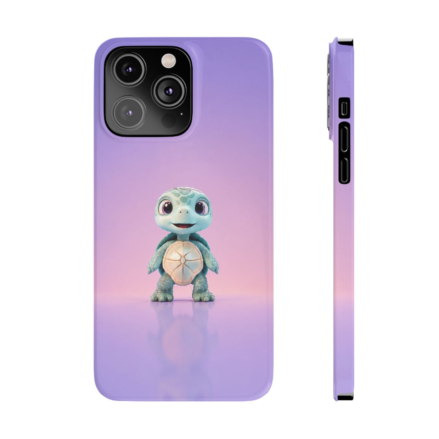 Eli the Turtle Phone Case – Cute Mint Turtle, Purple Gradient