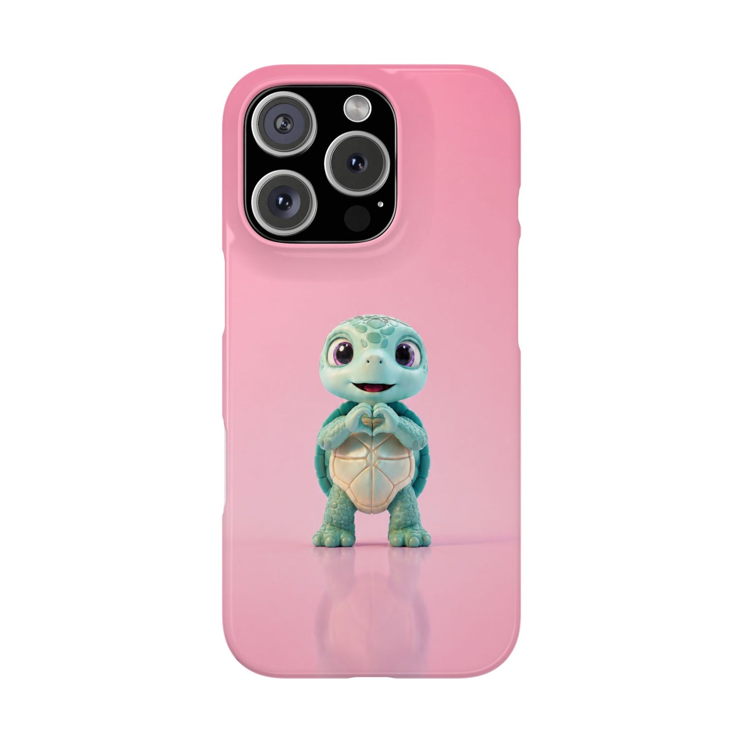 Eli the Turtle Heart Hands – Mint Turtle on Pink