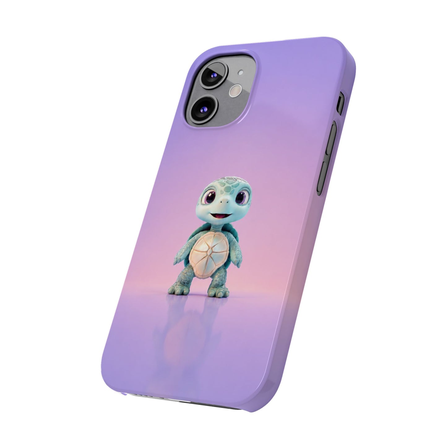 Eli the Turtle Phone Case – Cute Mint Turtle, Purple Gradient