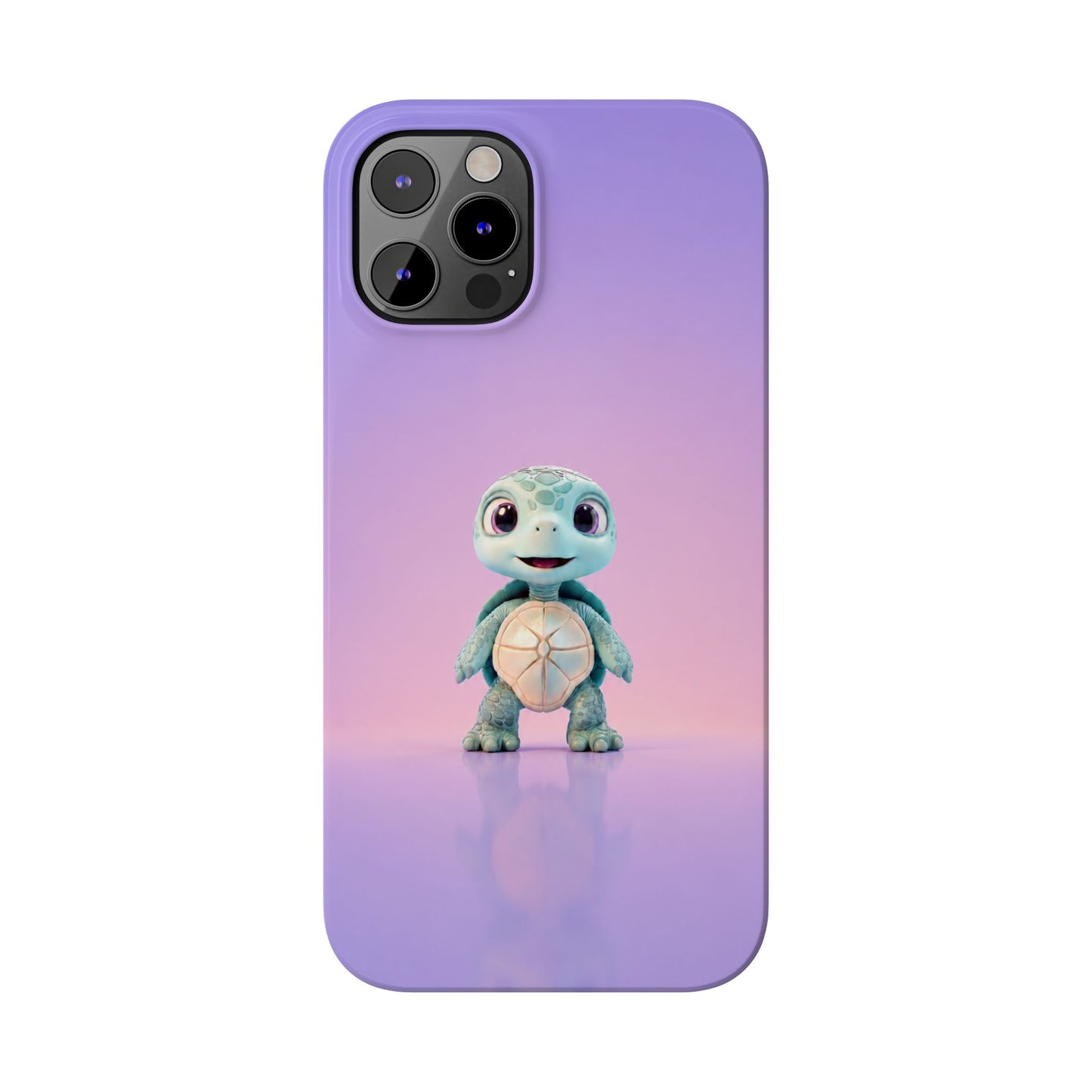 Eli the Turtle Phone Case – Cute Mint Turtle, Purple Gradient