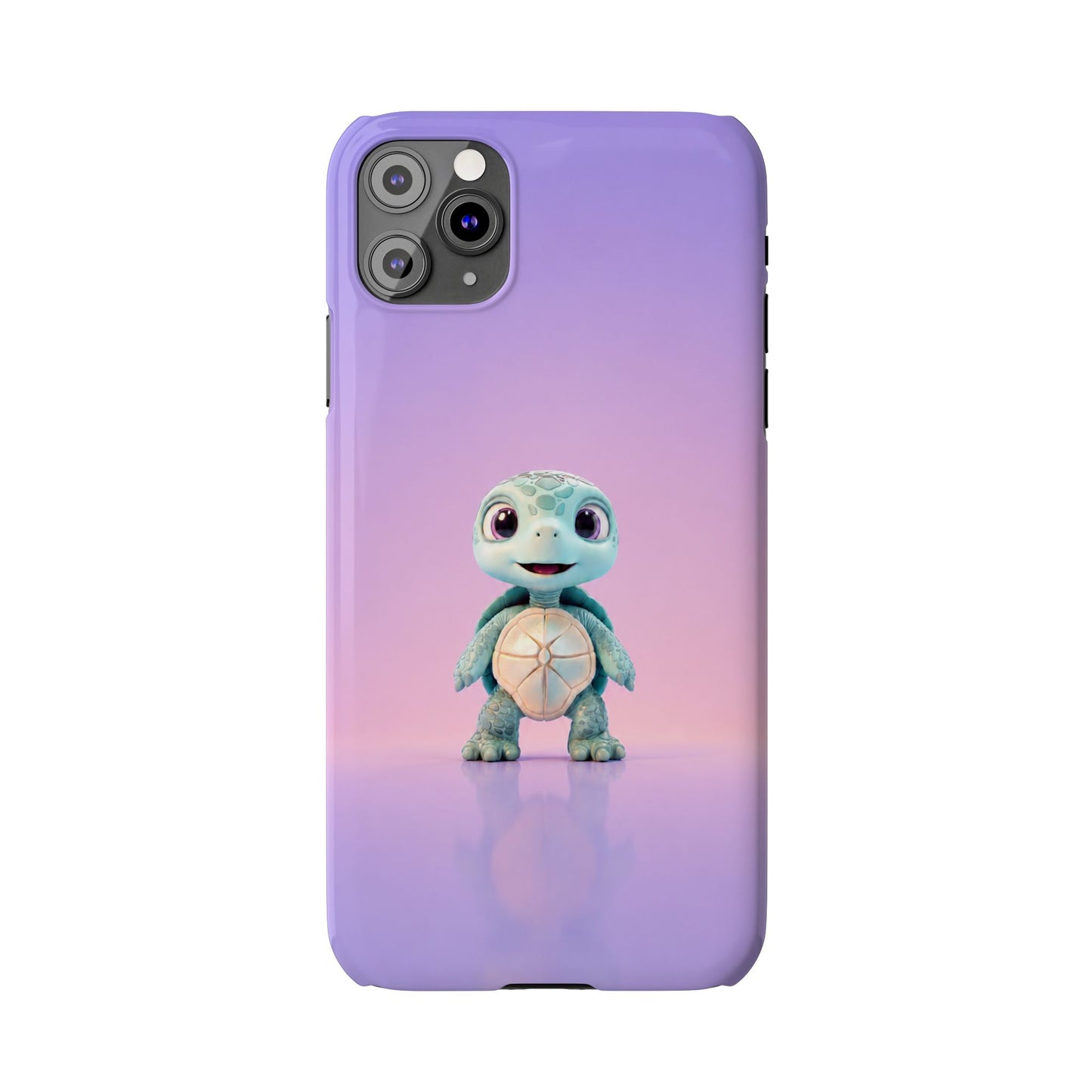 Eli the Turtle Phone Case – Cute Mint Turtle, Purple Gradient